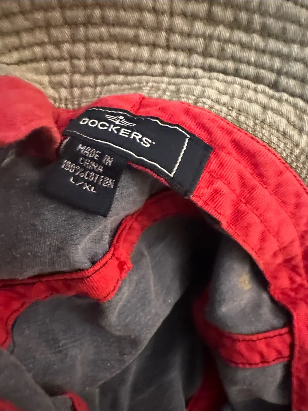 Dockers Blue Denim Bucket Hat with Frayed Trim